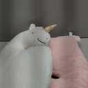 Perfectto Design Set of 2 Decorative Unicorn Pillows for Girls Kids Bed Room - White Pink Fluffy Plush for Baby Girl, Cute Throw Pillows Bedroom Dcor, Teepee