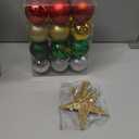 RoundFunny 25 Pcs Mini Christmas Balls Ornaments Set 2.36 Inch Christmas Day Ball Topper Star Tree Hanging Ornaments for Party Decoration(Classic Colors)