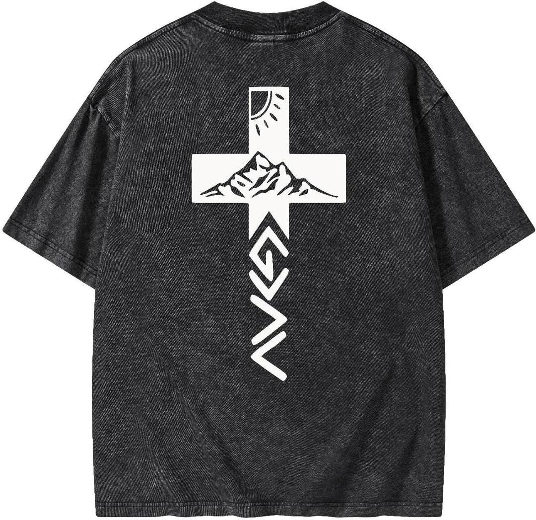 Graphic Tees Summer Women Men Cotton Novelty Oversized Christian Washed T-Shirt (XL)