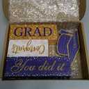 4 Pcs Graduation Table Decor 2026 Congrats Grad Centerpiece Class of 2026 Wood Sign Graduation Tiered Tray Decor Farmhouse Congratulate Gifts for Home Shelf Party Decorations(Blue Orange)