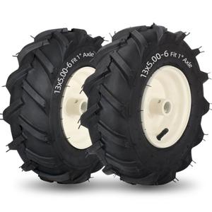 GICOOL 13x5.006" Tiller Tire and Wheel, 【1" Axle Size】, 31/8" Centered Hub, 13x56 Super Lug Tractor & Trencher Tire Replacement