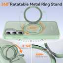 Oneagle 360 Spin Magnetic Stand for Samsung Galaxy S25 Edge Case Translucent [Fit for Magsafe], Matte Slim S25 Edge Phone Case 6.7" with [Rotatable Kickstand Ring] [15FT Mil-Grade Shockproof]-Green