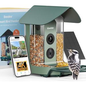 Smart Bird Feeder with Camera Solar Powered,4K HD AI Identify Bird Species, RealTime Alert and Weatherproof, Auto Record Videos, Ideal Gift for Christmas, Tech Lovers and Parents, Blue