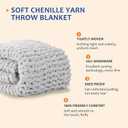 L'AGRATY Chunky Knit Blanket Throw: 60''x80'' Chenille Chunky Knitted Throw Blankets for Twin Bed Couch - Handmade Thick Cable Knit Blanket - Large Crochet Rope Blankets for Home Decor(Grey)
