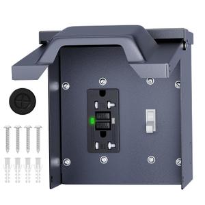 Joinfworld Outdoor Electrical Outlet Box with 20 Amp WRTR GFCI Receptacle and Switch ETL Listed Weatherproof GFCI Outlet Box with 3R Enclosure Rainproof Cover