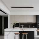 Black ceiling light LED, modern and simple, long strip ceiling surface installation, suitable for living room, bedroom, corridor and kitchen, remote control to switch color and brightness, 39.3 inches