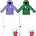 Meooeck 6 Pieces Christmas Doll Accessories Set Including 2 Holiday Clothes Outfit, and 4 Novelty Toy Accessories for Kid(Fishing)