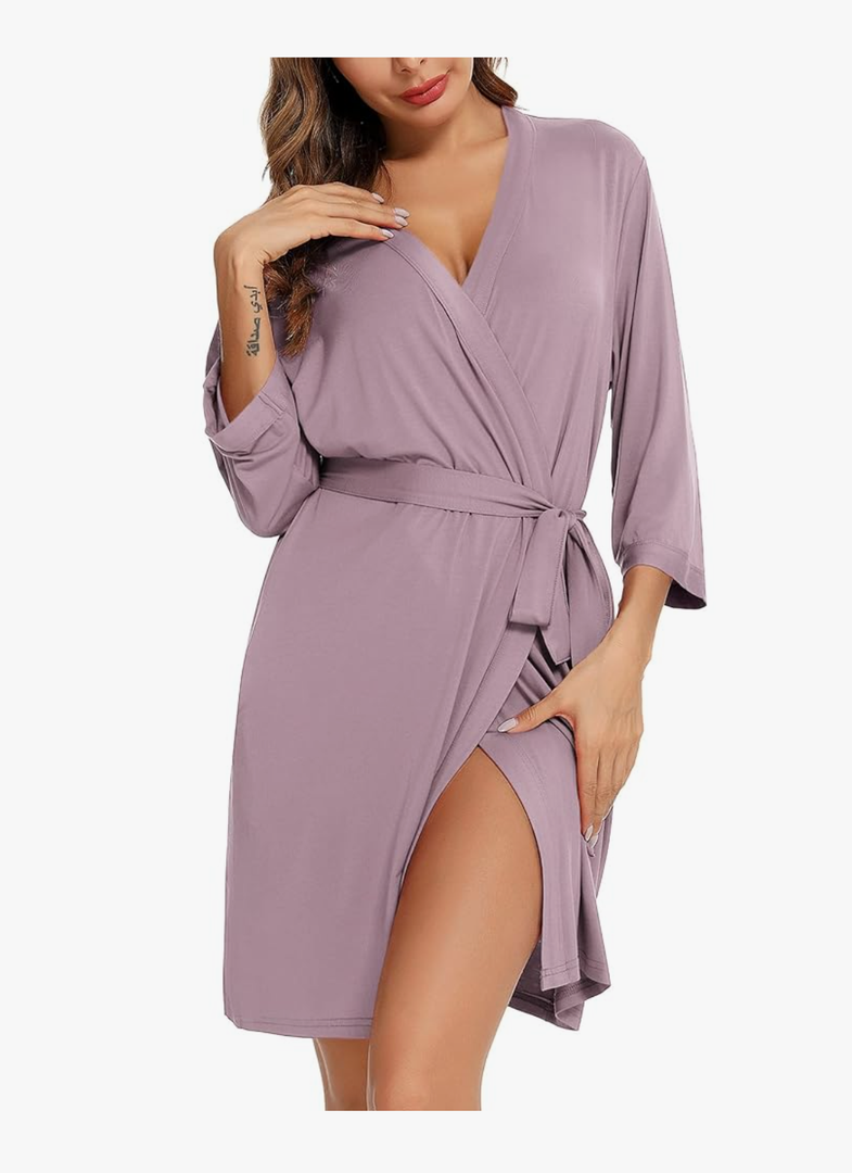 Pjmlifecoco Women Kimono Robes Short Bathrobe Lightweight Robe Soft Loungewear with Pockets S-XXL size XL