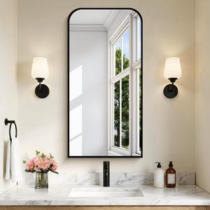 Bathroom Mirror, 18x36 inch Black Rectangle Wall Mounted Mirror with Thin Frame, Bathroom Vanity Mirrors for Over Sink, Entryway, Living Room, Bedroom