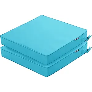 Outdoor Chair Cushions 22 x 22 Inch Waterproof Patio Chair Cushions with Tie 5 Year Color Fastness Thick Outdoor Seat Cushion for Garden Lawn Patio Furniture Teal Set of 4