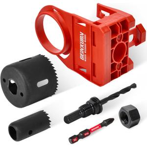 1-3/8" - 1-3/4" Door Lock Installation Kit for Wooden Doors with Guide Template, Carbon Steel Door Lock Hole Saw (Red)