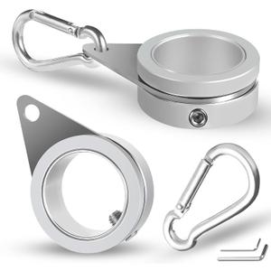 Anovo 1.25" Flag Pole Rings, Flagpole Rings Aluminum Alloy 360° Rotating Anti Wrap Flag Mounting Spinning Ring Clips for 1.02-1.25 Inch Diameter Flagpole (1.25 Inch -Pack of 2, Matte Silver)