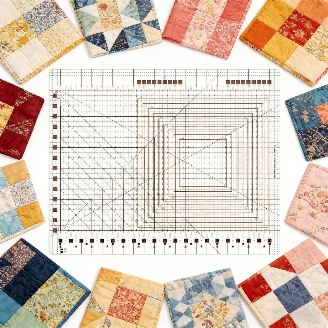 Slotted Quilting Ruler, 17-3/4in x 22in, XL Quilting Rulers and Templates, Non-Slip Grip Extra Large Acrylic Fabric Strip Cutting, Sewing, Crafting, Patchwork Ruler & Template