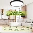 hykolity 9 Inch Selectable CCT LED Round Flat Panel Light, 18W 1800LM 3000K/4000K/5000K, Edge-Lit Flush Mount Ceiling Light Fixture for Kitchen, Bedroom, Laundry and Closet Room, Black