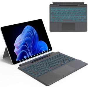 for Microsoft Surface Pro 11/10/9/8/X Keyboard, Bluetooth Wireless Magnetic Keyboard with Palm Rejection Touchpad, Rechargeable Battery, 7-Color Backlit, Pen Holder for Surface Pro 13inch