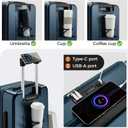 Carry On Luggage Top Opening with Cup Holder & Phone Holder, Expandable PC Hard Shell Suitcase, USB Charging Port, Side Hook, 360° Spinner Wheels, TSA Lock & YKK Zippers for Fathers Day Gift, 20 inches