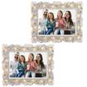 Beciway 2-Pack 4x6 Vintage Jeweled Picture Frames with Rhinestones Horizontal & Vertical Display Decorative Photo Frames for Wedding, Tabletop, or Shelf Elegant Gift for Loved Ones (Gold)