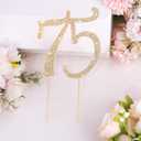 Gold 75th Birthday Cake Topper Rhinestones Cake Decorations for 75th Birthday Party