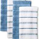 KitchenAid Albany Kitchen Towel 4-Pack Set, Blue Velvet/White, 16"x26"