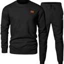 JMIERR Mens 2 Piece Outfits Knit Jacquard Pullover Sweatshirt Tracksuit & Joggers Sweatpants Sweatsuit Sets with Pockets M