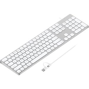 Aluminum USB Wired Keyboard with Numeric Keypad for Mac Pro, Mini Mac, iMac, iMac Pro, MacBook Pro/Air, Laptop and PC Computer (Silver)