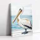 CCWORKERRY Pelican Picture Bathroom Wall Art Bathroom Coastal Pelican Canvas Prints Ocean Bird Painting Nautical Theme Lake House Decor Framed(Blue,16" x 24")