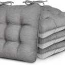 Love's cabin Memory Foam Chair Cushions Set of 4, 15.5"x15.5"x3.5" Indoor & Outdoor Seat Pads for Dining, Kitchen, Office, Patio Chairs - Grey