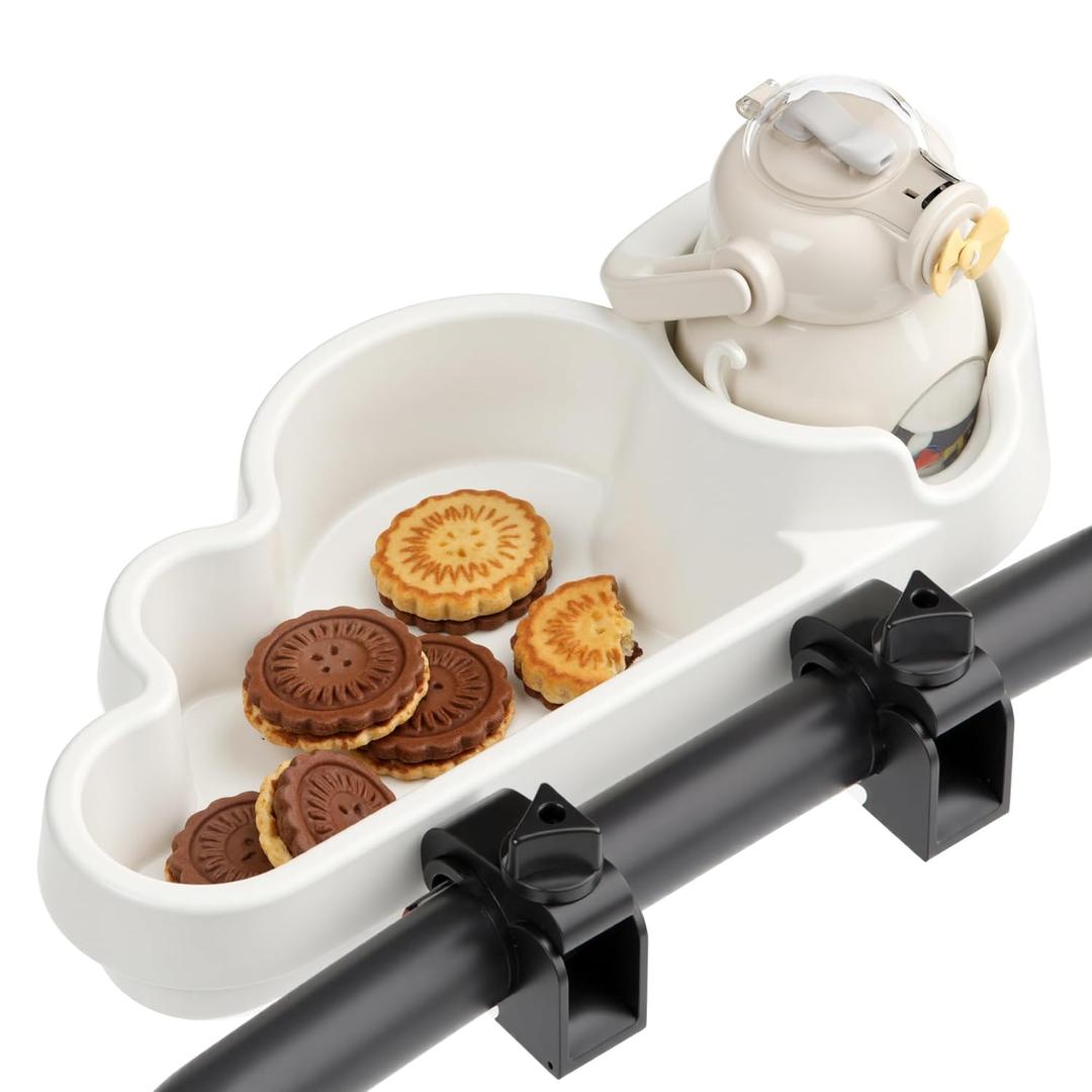 Li & Zhao Universal Stroller Snack Tray Attachment - Universal Snack Tray for Cloud Cup Holder Tray Stroller Tray Attachment Plastic Accessories for Baby,Toddler(Beige)