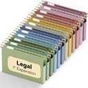 NORDUN Plastic Hanging File Folders Legal Size,Heavy Duty 1" Expandable Filing Cabniet Folder with Tabs,12 Pack Sturdy Hang Folder for File Frame/File Box,Pastel Color Hanging File Organizer