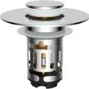 Hibbent Upgraded 3 in 1 Bathroom Sink Drain Strainer, Universal Pop Up Stopper with Removable Stainless Steel Filter Basket Hair Catcher, Sink Plug for 1.1''~2.36'' Basin, Brass Bullet Core, Chrome