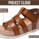Project Cloud Platform Sandals for Women Strappy Wedges Plush Insole 2026 (Brown, M), Size: 8.5