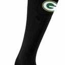 For Bare Feet NFL Adult Knee High-Performance Socks, All Black, Unisex Design, Recovery Wellness Exercise Accessory 10-12