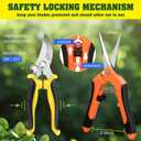 EWPJDK 4 Pack Garden Pruning Shears, Stainless Steel Garden Shears, Gardening Shears, Garden Scissors, Clippers, Pruning Snips, Pruning Shears for Gardening Tools (4PCS, Yellow, Orange, Green)
