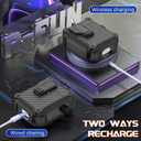 2 x R-fun AirPods 2 Case 2019 with Lock & Cleaning Kit, Keychain, Magnetic Lid, Carbon Fiber Protective Case, Compatible with AirPods 2nd/ 1st Generation, Support Wireless Charging, Black