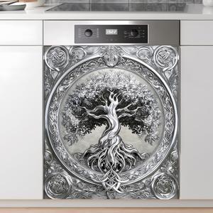 AOHMPT Dishwasher Magnet Sticker Cover: Panel Decal Decorative for Kitchen Decoration, 23"x26" Home Appliances Decor Stickers Panel Decor (Tree A)