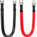 1/0 AWG Gauge Battery Cable Power Inverter Cables with 3/8 Inch lugs for Solar Marine RV Car Truck Tractor Motorcycle 2pcs (1FT)