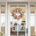 Fall Wreath for Front Door 24 Inch, Fall Door Wreath with Colorful Maple Lambs Ear Leaves for Door Reef Porch Home Farmhouse Thanksgiving Decorations Wedding Spring Winter Summer