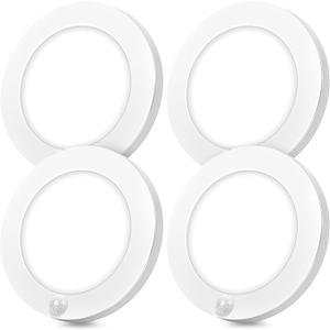 Brightever Motion Sensor LED Ceiling Lights, 1200LM & 15W(100W Equivalent), 3000K/4000K/5000K Selectable, 7.5inch Flush Mount Lighting Fixture for Indoor, Stairs, Pantry, Closet, Pack of 4, White