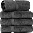 Chakir Turkish Linens 4 Piece Extra Large Bath Towels, Cotton Luxury Turkish Towels for Bathroom, Soft Absorbent Bath Towels, 30 x 60 Inches, Dark Gray