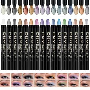 Colorful Shimmery Eye Shadow Stick Glittering Eye Shadow Sticks Set with Retractable and Waterproof Eyeshadow Pencil for Long-Lasting Makeup Eyeshadow (16 Pcs)