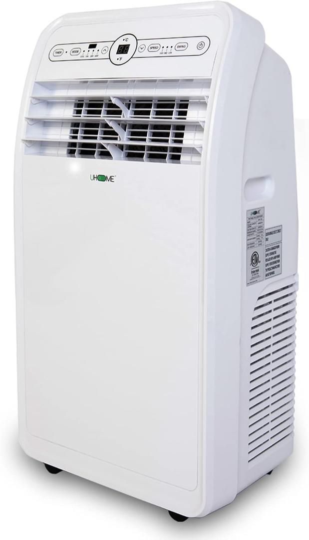 Uhome 12000 BTU Portable Air Conditioner w/Heater up to 450 Sq. Ft, Ac Heater Combo Window Unit, Portable AC Unit with Dehumidifier & Fan, Cools & Heats, Remote Control and Window Kit Included, White