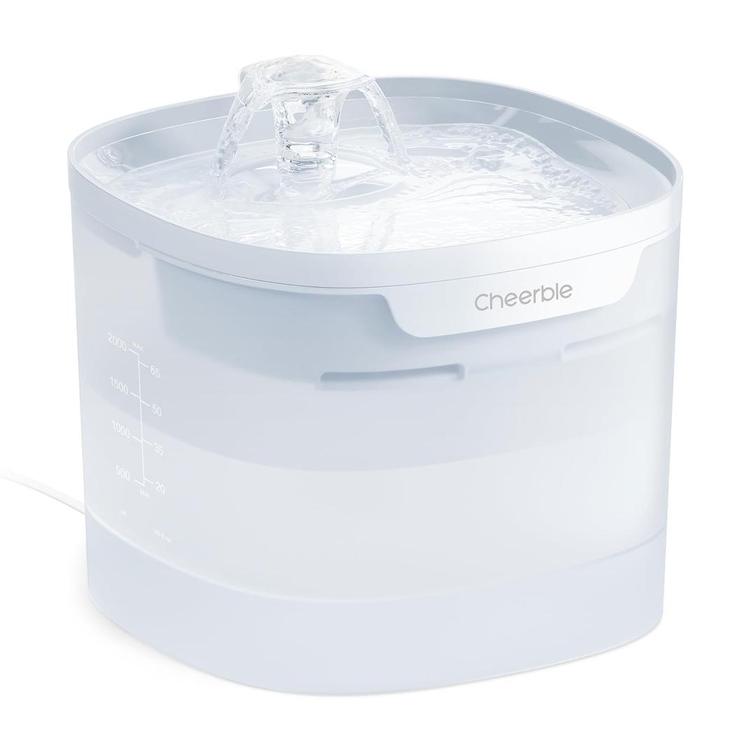 Cheerble Pumpless Cat Water Fountain, 2L/67oz Automatic Pet Fountain, Elfin E1 Lite Cat Fountain for Drinking, MagDrive™ Technology, Continuous Flow Mode, BPA-Free (Yellow, E1 Lite)
