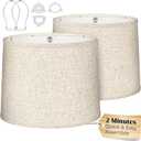 Medium Lamp Shades Set of 2  Beige Lampshades, 11.6" Top x 12.6" Bottom x 9.8" Height  Fits Harp-Style Bedside & Floor Lamps  Easy Assembly (Ships Rolled Flat)