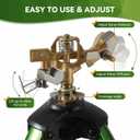 Tripod Sprinklers for Yard,Nalupatio Impact Sprinkler on Tripod Base,Heavy Duty Brass Sprinklers,360 Degree Large Area Irrigation,3/4 Inch Connector Sprinkler with Legs Flip Locks for Lawn/Yard,1 Pack