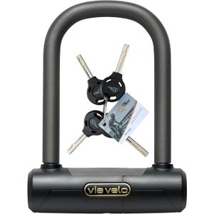 Via Velo Mini Bike U Lock| Pro Mini U Lock 20CrMnTi Steel Anti-Theft 16mm Shackle with Bracket insize:5.7 x 3.5 in and Sold Secure Diamomd Approval for All Bikes Electric Bike,Electric Scooters