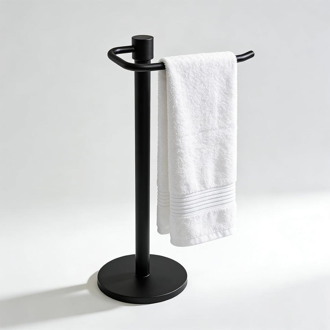 Upgraded Hand Towel Holder Stand Countertop Towel Rack Free Standing Towel Bar Hanger for Bathroom Kitchen Pro Max Matte Black