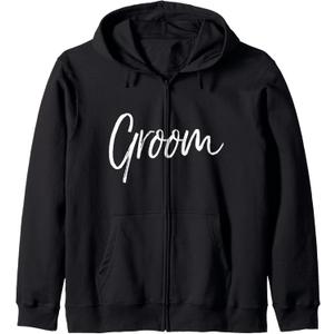 Matching Getting Ready Bride & Groom Wedding Gifts Groom Zip Hoodie (Black, L)