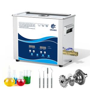 Granbo Ultrasonic Cleaner 6.5L 180W Jewelry Cleaning Ultrasonic Machine 40kHz with Heater Timer and Degassing, 110V Digital Ultrasonic Parts Cleaner for Jewelry Eyeglass Dental Parts Cleaning
