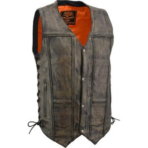 Milwaukee Leather MLM3540 Mens Distressed Leather 10 Pocket Vest Brown (X-Large)