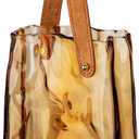 Glass Purse Vase for Flowers Amber Vases for Centerpieces Glass Bag Vase with Leather Handle Small Bag Vases for Decor Decorative Fish Bowl for Home Wedding Decor